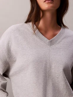 Relaxed geweven monologo badstoffen sweatshirt