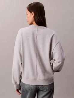 Relaxed geweven monologo badstoffen sweatshirt