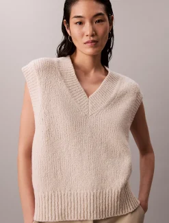 Relaxed gilet van bouclé-wol
