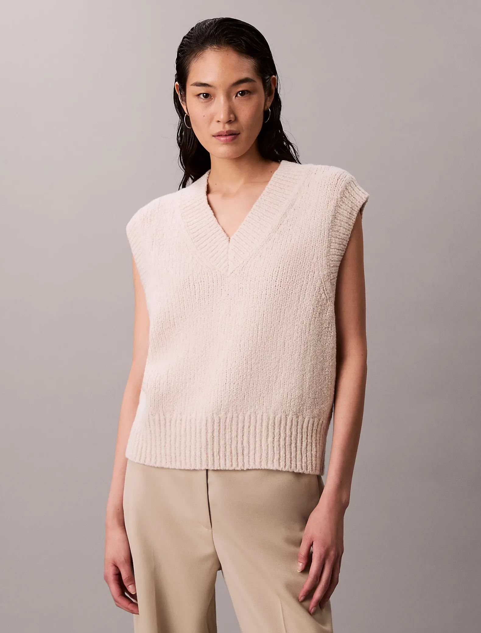 Relaxed gilet van bouclé-wol