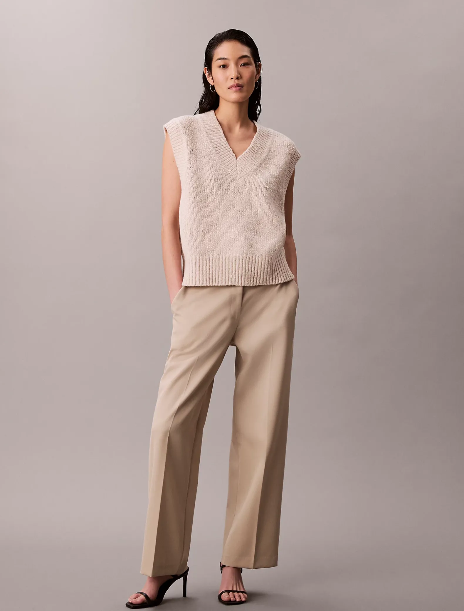 Relaxed gilet van bouclé-wol
