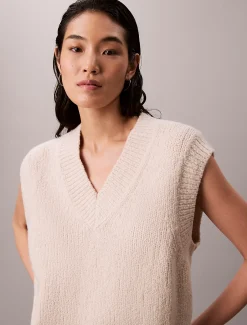 Relaxed gilet van bouclé-wol