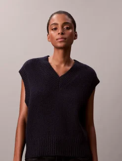 Relaxed gilet van bouclé-wol