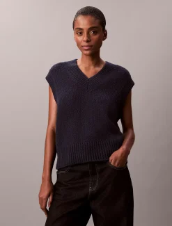 Relaxed gilet van bouclé-wol