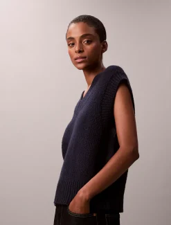 Relaxed gilet van bouclé-wol