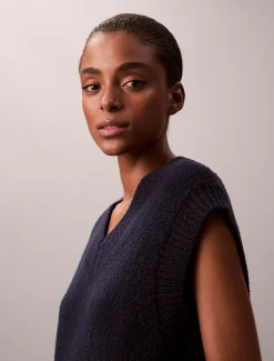 Relaxed gilet van bouclé-wol