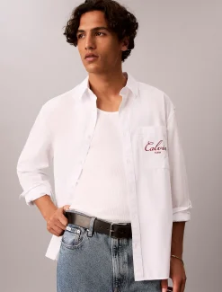 Relaxed grafisch button-down overhemd met logo