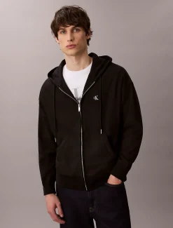 Relaxed hoodie met rits en monogram