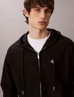 Relaxed hoodie met rits en monogram
