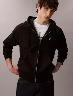 Relaxed hoodie met rits en monogram