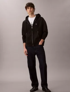 Relaxed hoodie met rits en monogram