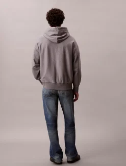 Relaxed hoodie met rits en monogram
