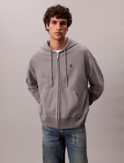 Relaxed hoodie met rits en monogram