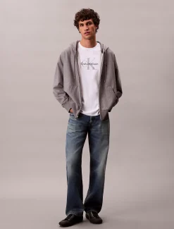 Relaxed hoodie met rits en monogram