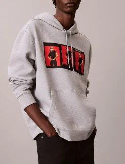 Relaxed Kate Moss-hoodie van gewassen fleece met grafisch logo