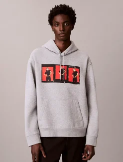 Relaxed Kate Moss-hoodie van gewassen fleece met grafisch logo
