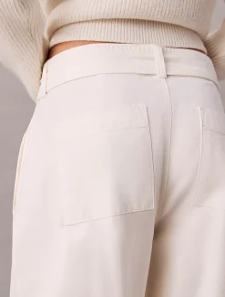 Relaxed katoenen broek met riem