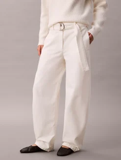 Relaxed katoenen broek met riem