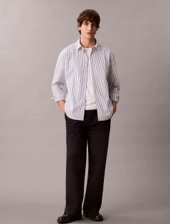 Relaxed katoenen button-down overhemd met dubbele strepen