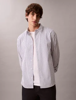 Relaxed katoenen button-down overhemd met dubbele strepen