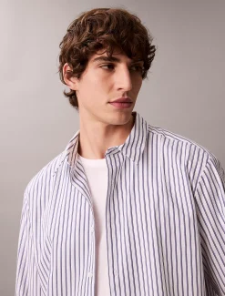 Relaxed katoenen button-down overhemd met dubbele strepen
