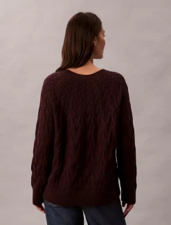 Relaxed katoenen sweater met kabel