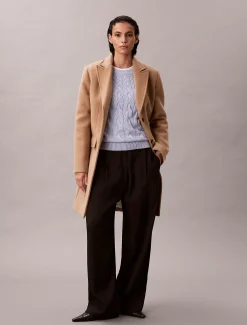 Relaxed katoenen sweater met kabel