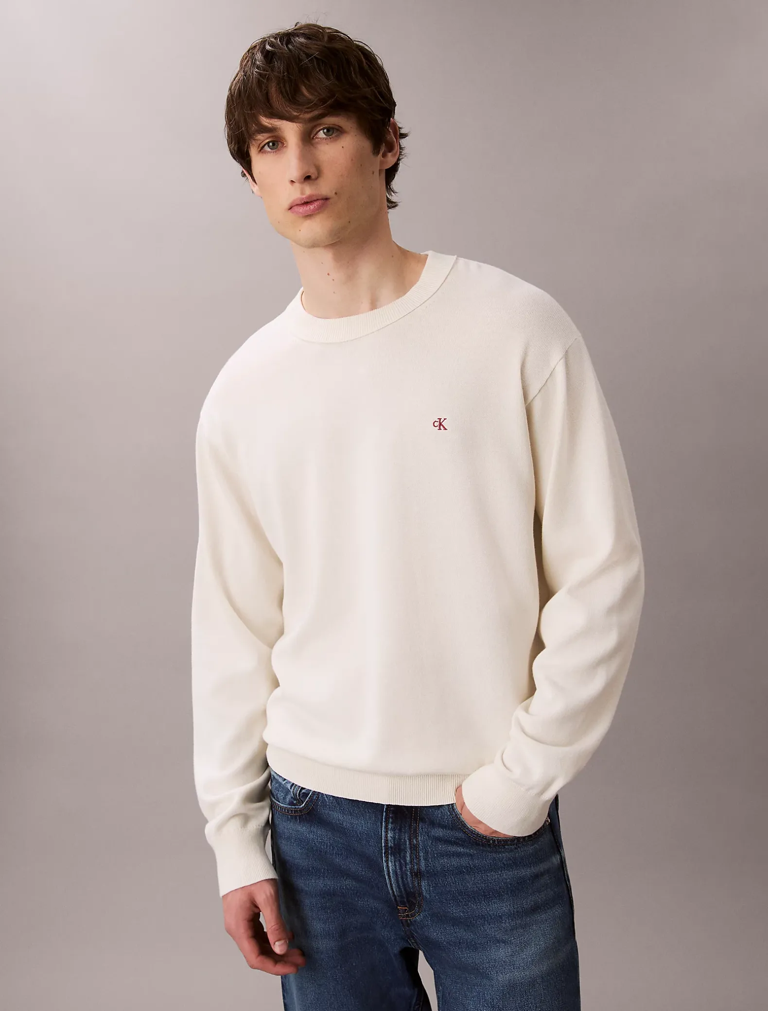Relaxed katoenen trui met monogram