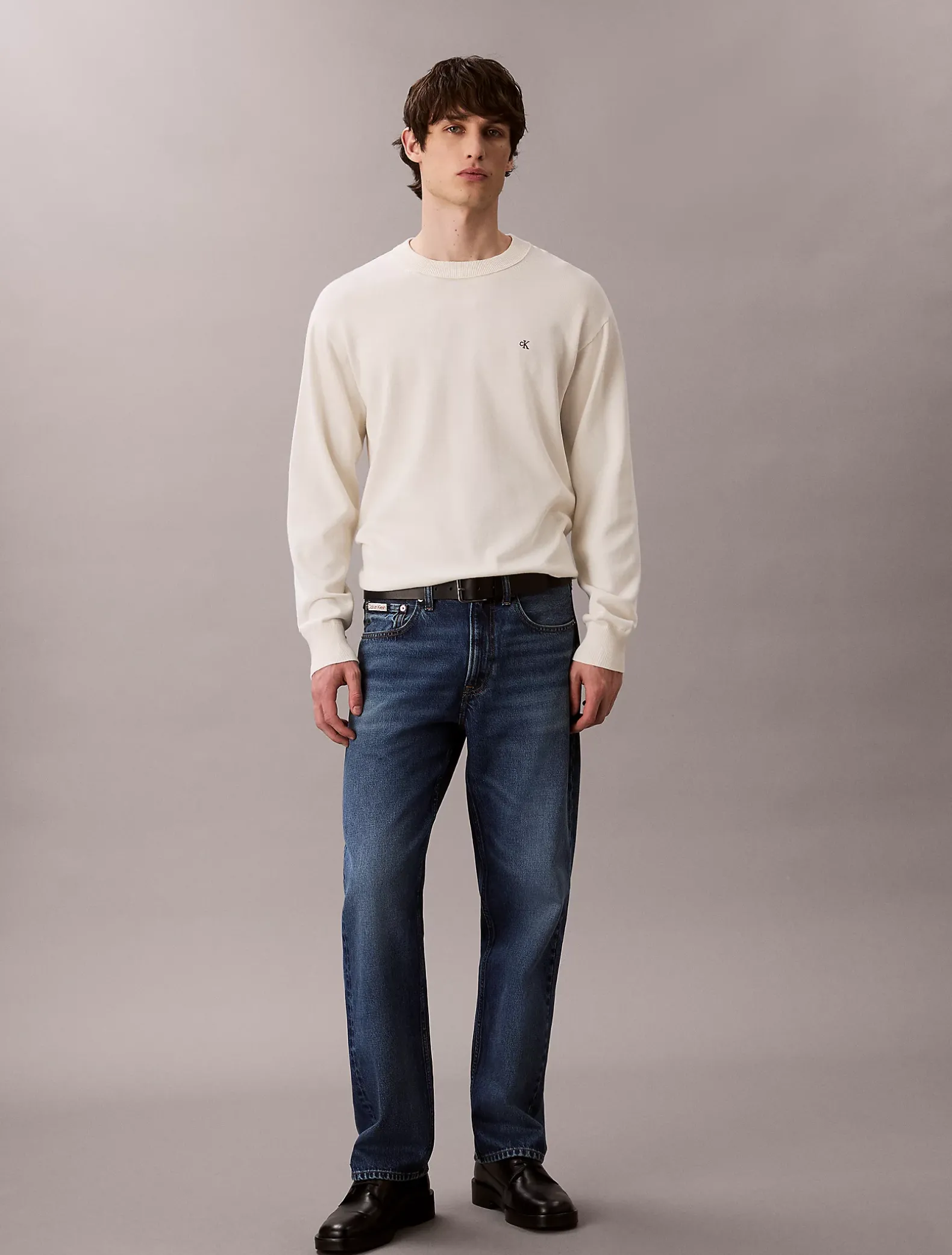 Relaxed katoenen trui met monogram