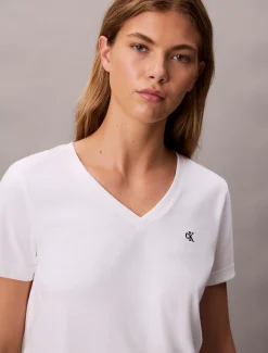 Relaxed monogram T-shirt met V-hals