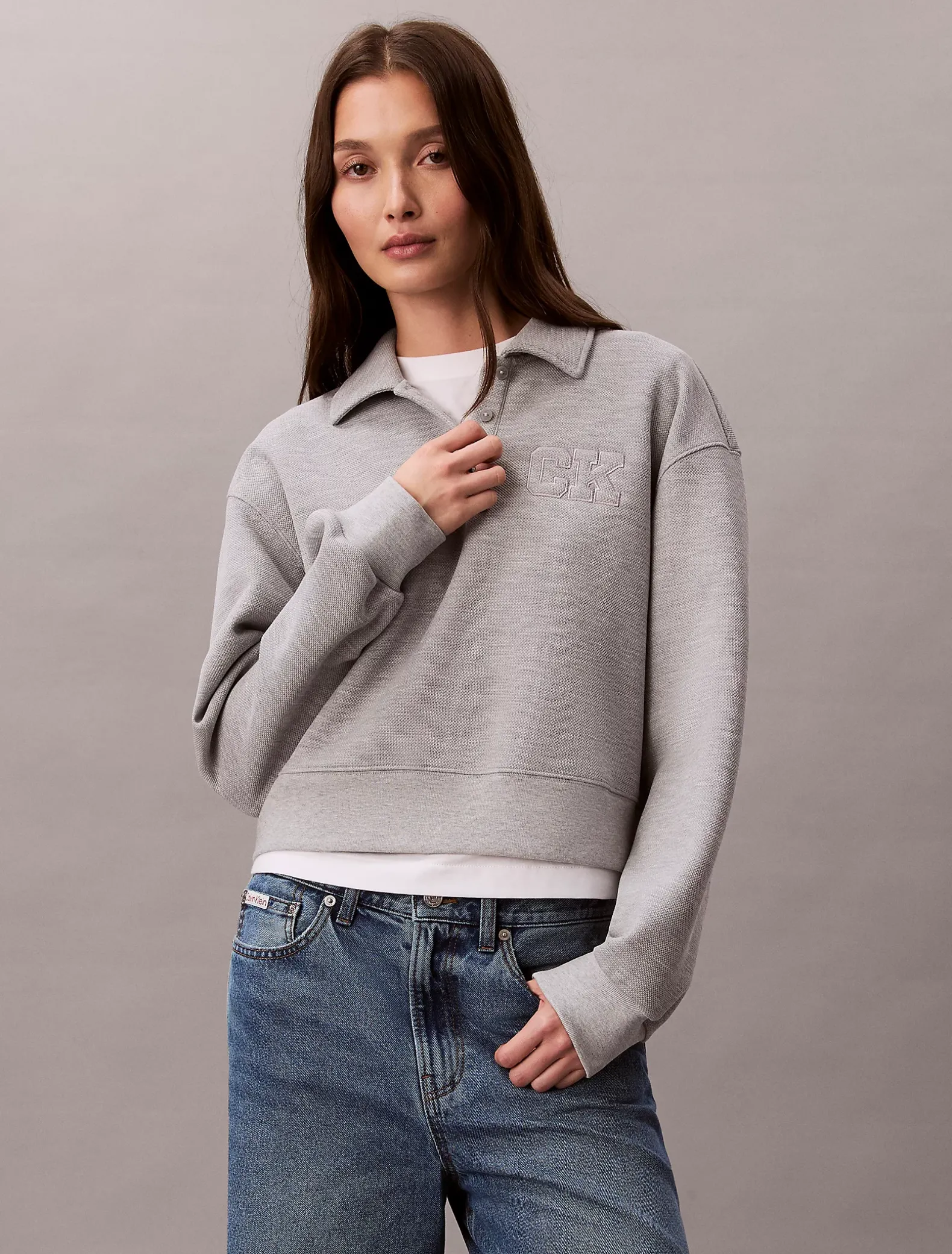 Relaxed polosweatshirt