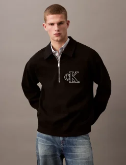 Relaxed polosweatshirt met rits