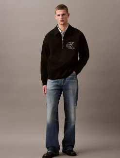 Relaxed polosweatshirt met rits