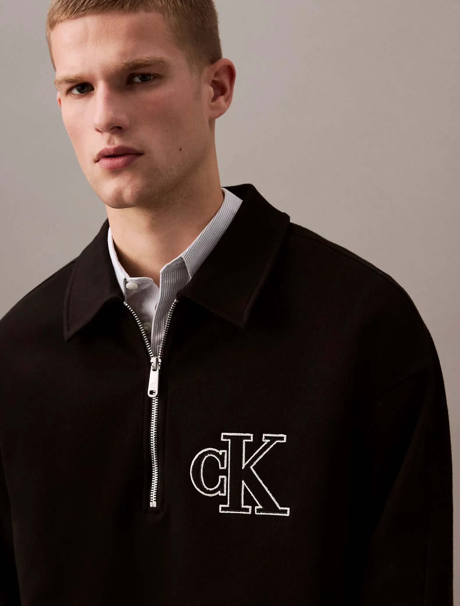 Relaxed polosweatshirt met rits