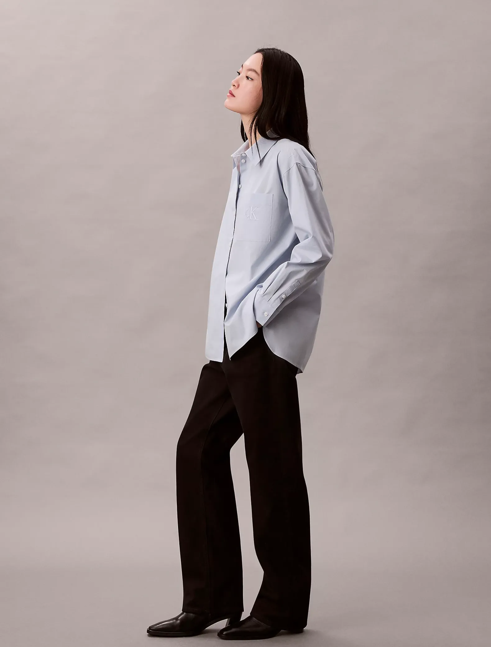 Relaxed poplin button-down overhemd