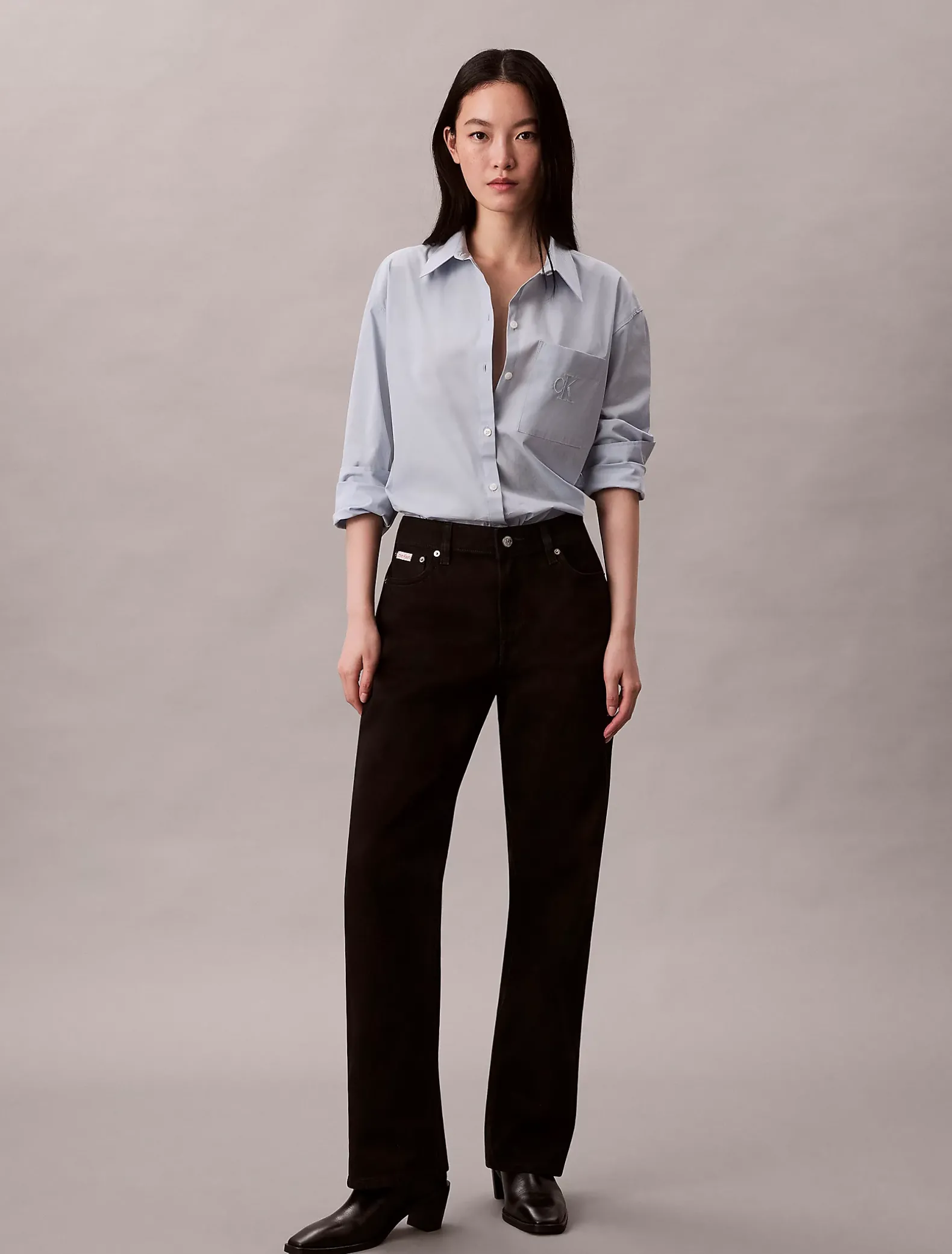 Relaxed poplin button-down overhemd