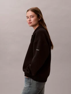 Relaxed stretch polosweatshirt