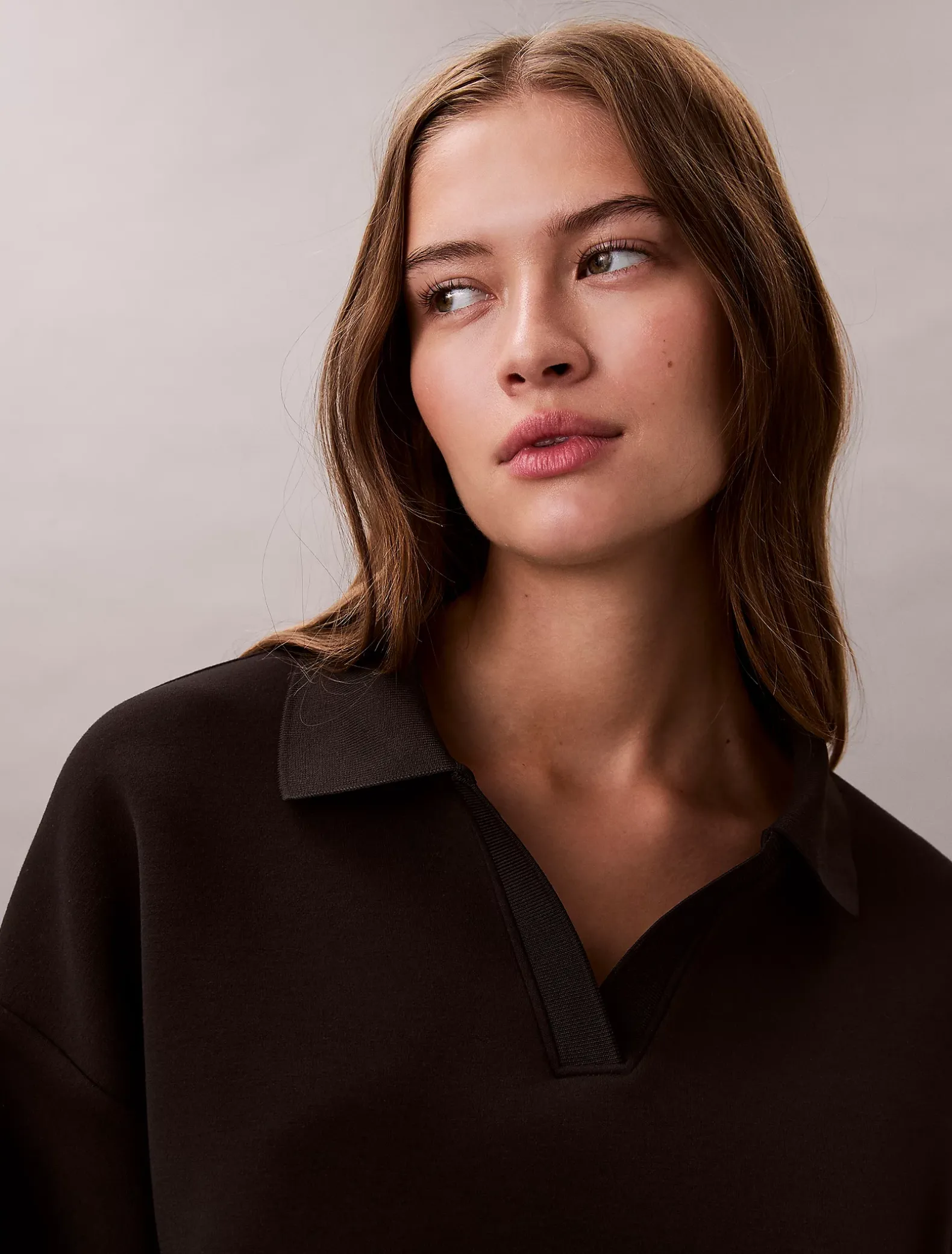 Relaxed stretch polosweatshirt