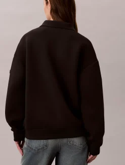 Relaxed stretch polosweatshirt