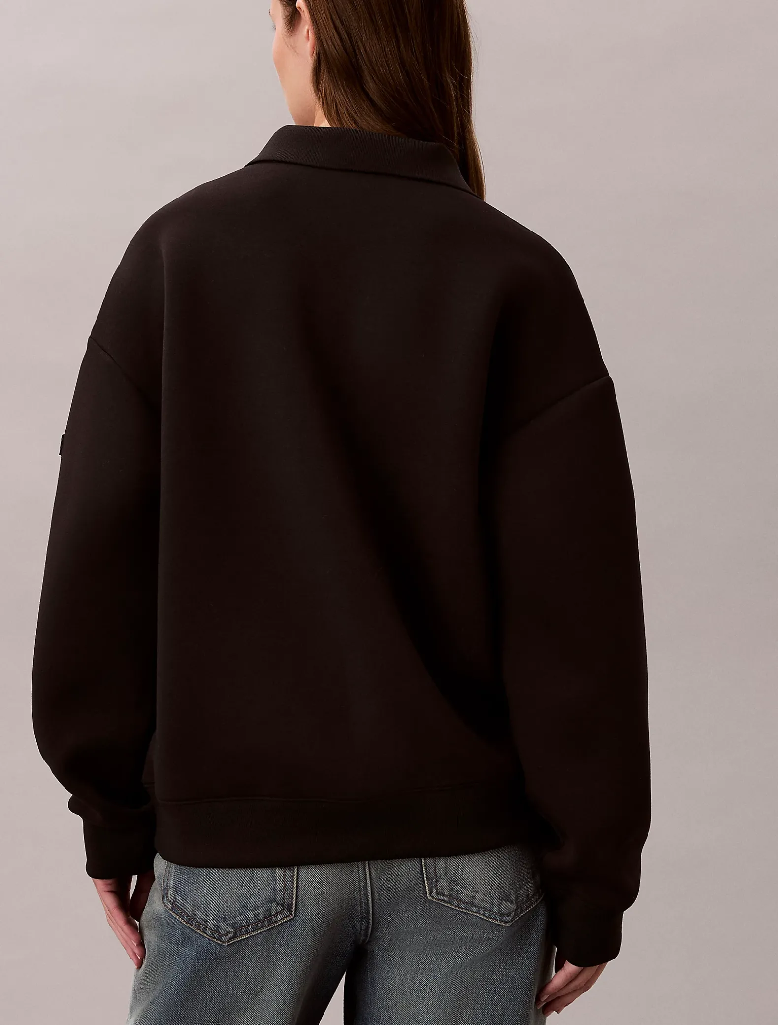 Relaxed stretch polosweatshirt