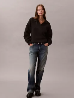 Relaxed stretch polosweatshirt