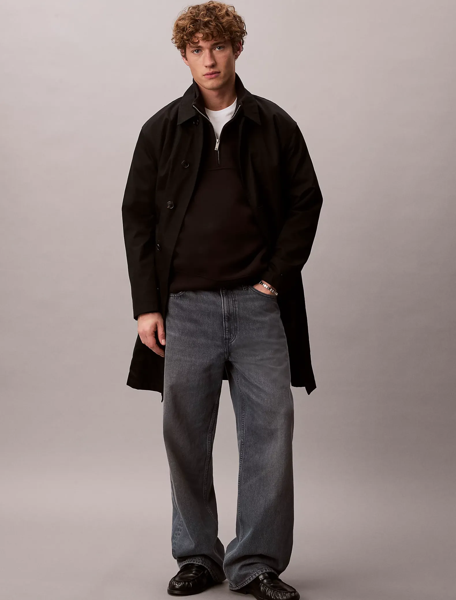 Relaxed sweatshirt met kraag en rits