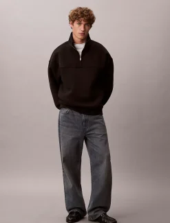 Relaxed sweatshirt met kraag en rits