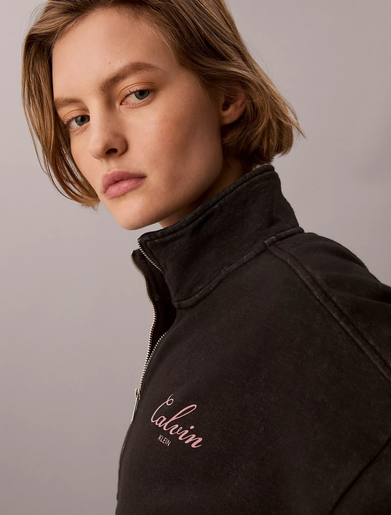 Relaxed sweatshirt met kwartrits