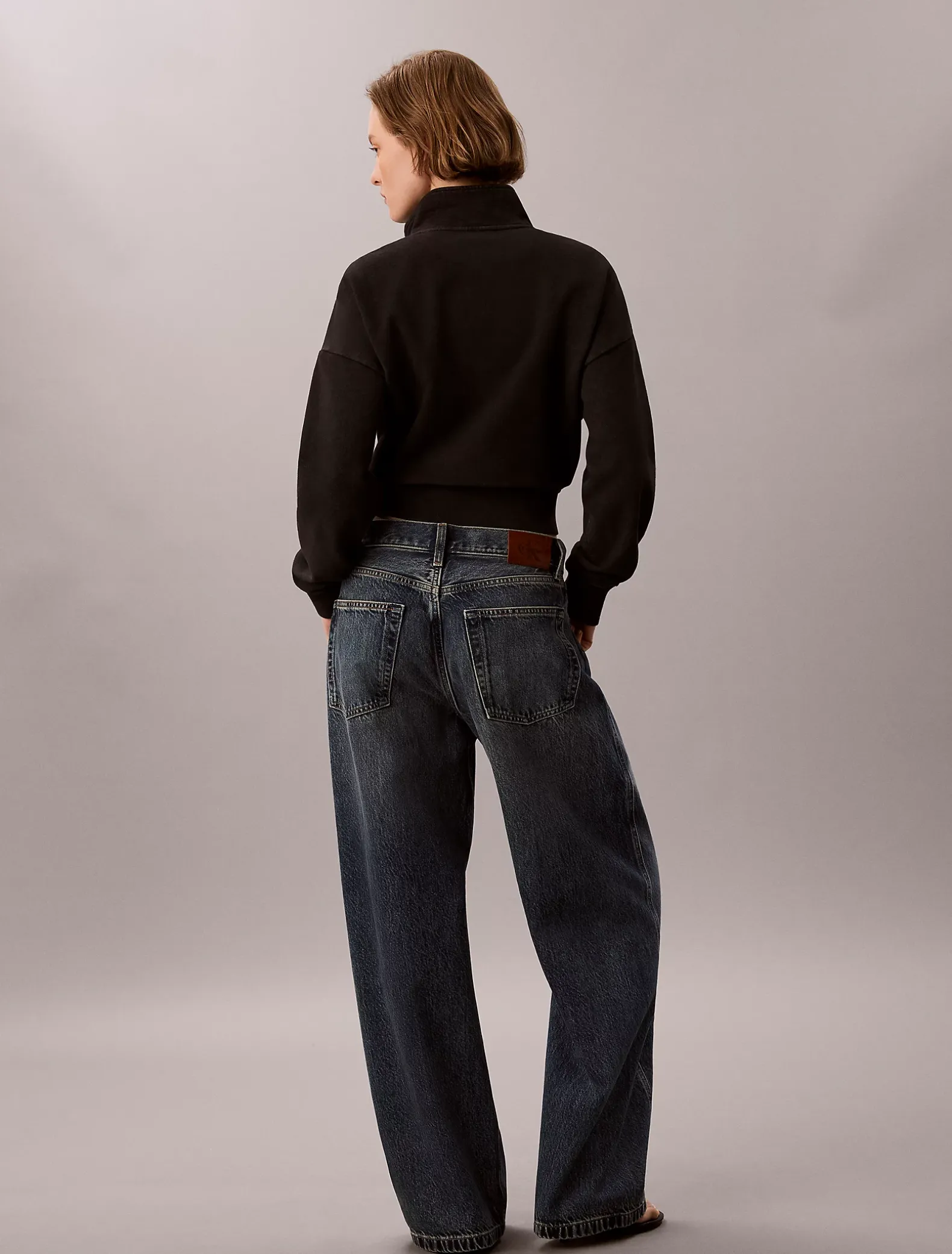 Relaxed sweatshirt met kwartrits