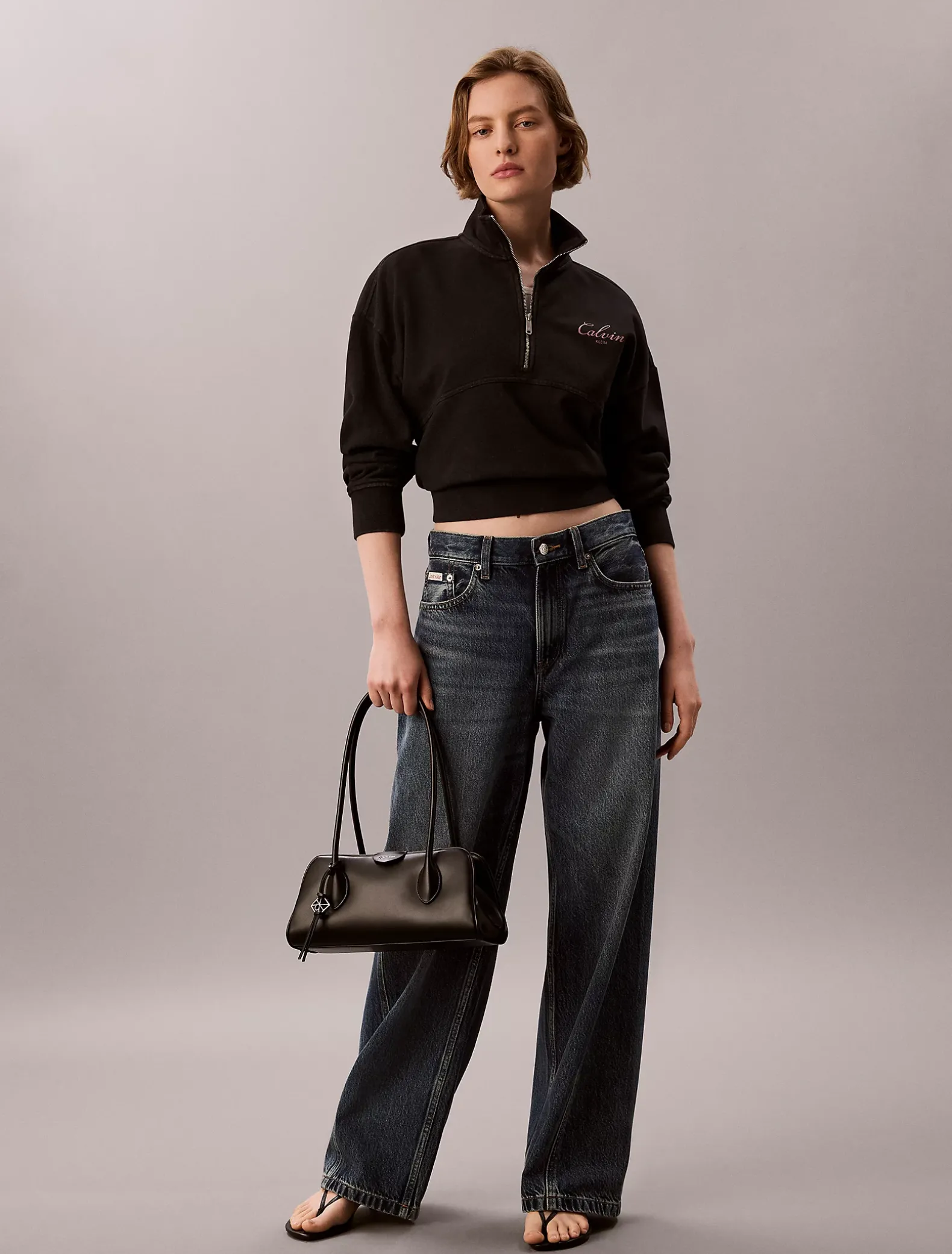 Relaxed sweatshirt met kwartrits