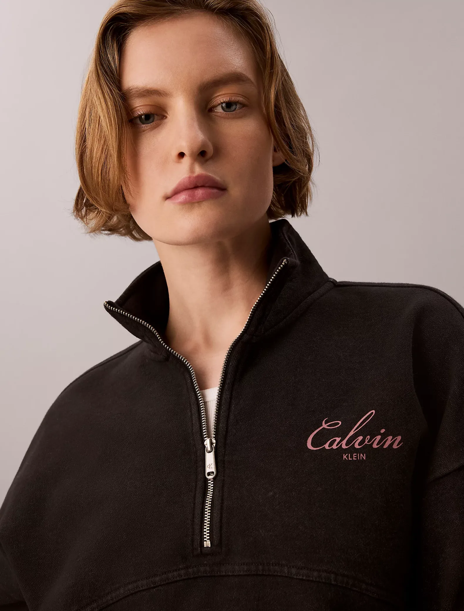 Relaxed sweatshirt met kwartrits