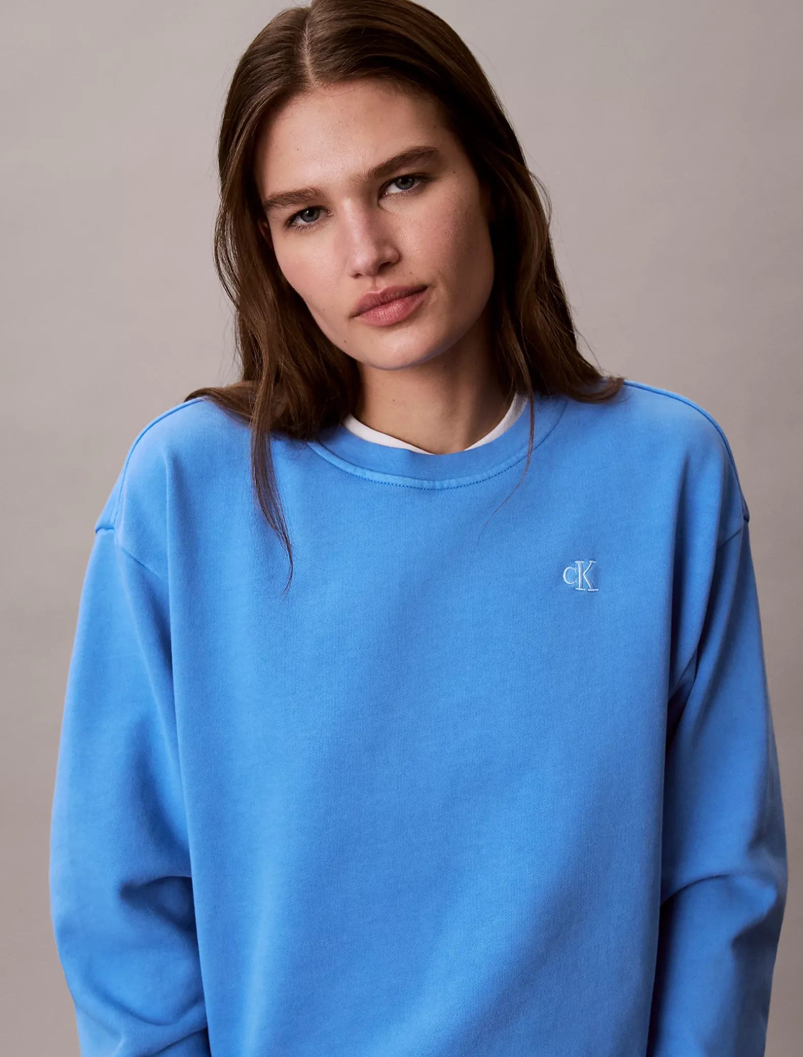 Relaxed sweatshirt met monogram van badstofkatoen