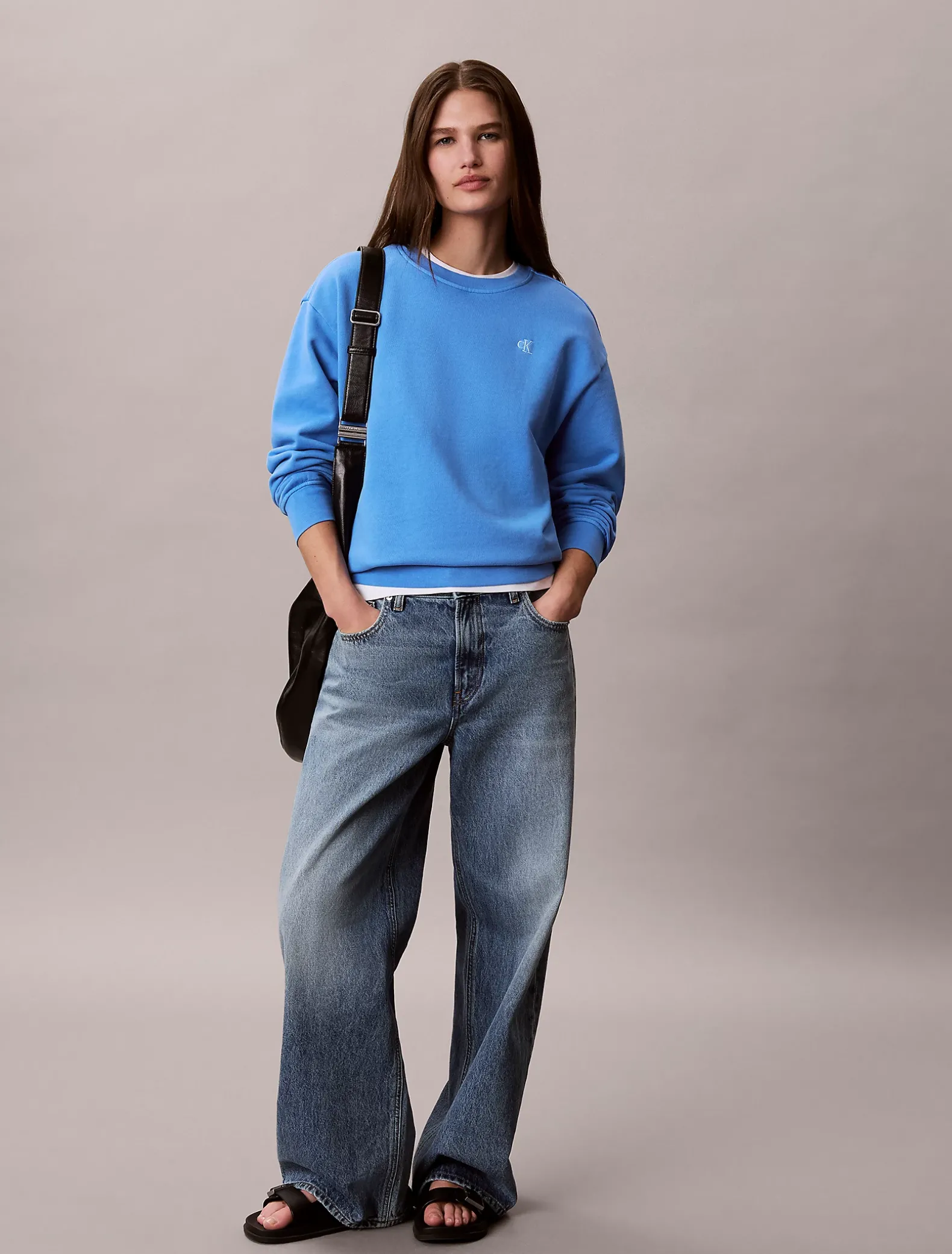 Relaxed sweatshirt met monogram van badstofkatoen