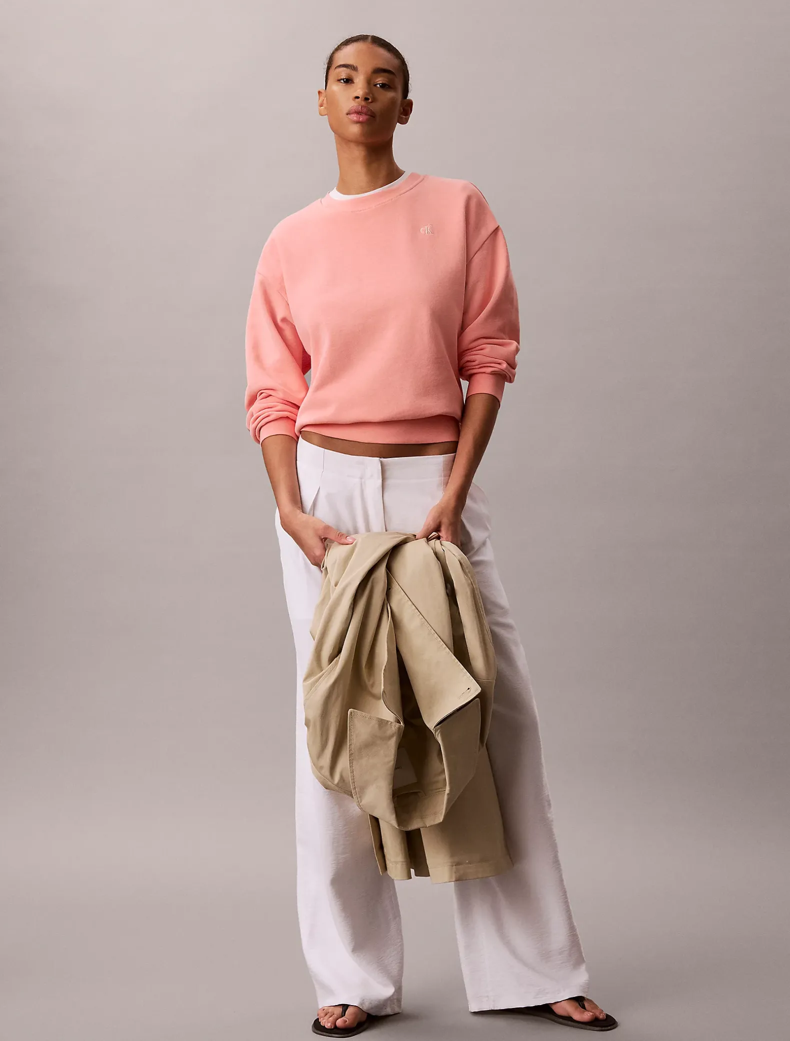 Relaxed sweatshirt met monogram van badstofkatoen